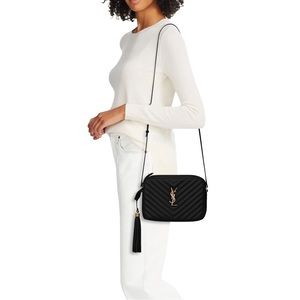 Black Lou YSL Camera Bag in Quilted Leather